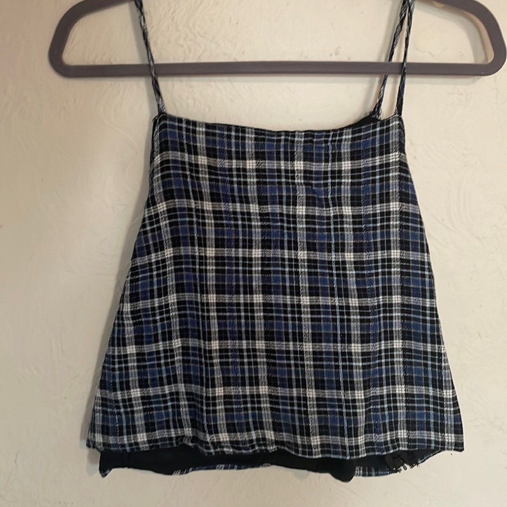 blue plaid crop top